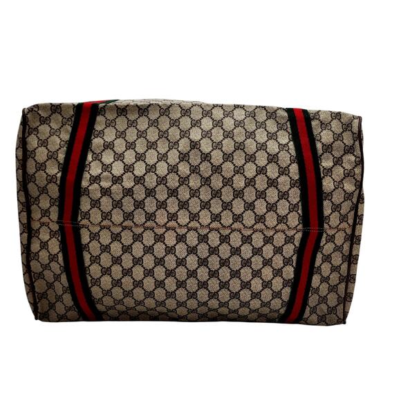 GUCCI GG SUPREME Canvas/Brown Leather Trim Folding Travel Carry VINTAGE - Picture 4 of 13